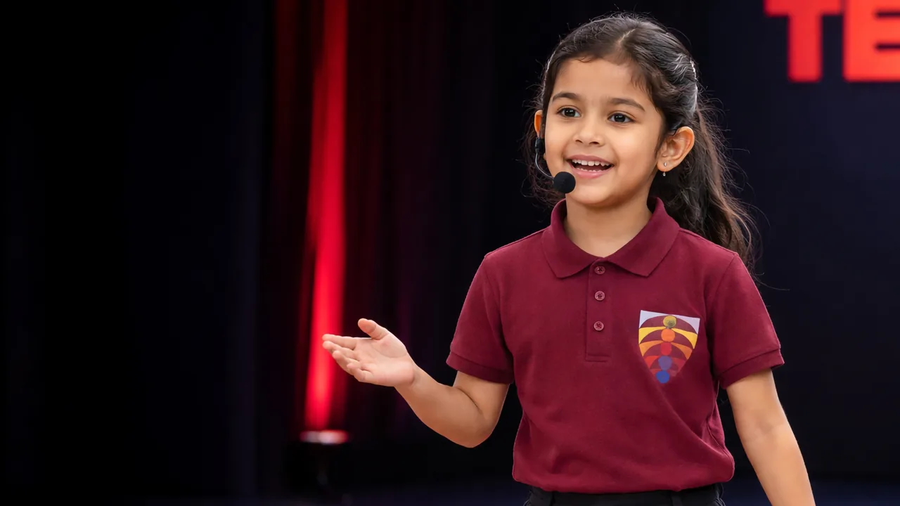 A student speaking in the TEDx hall